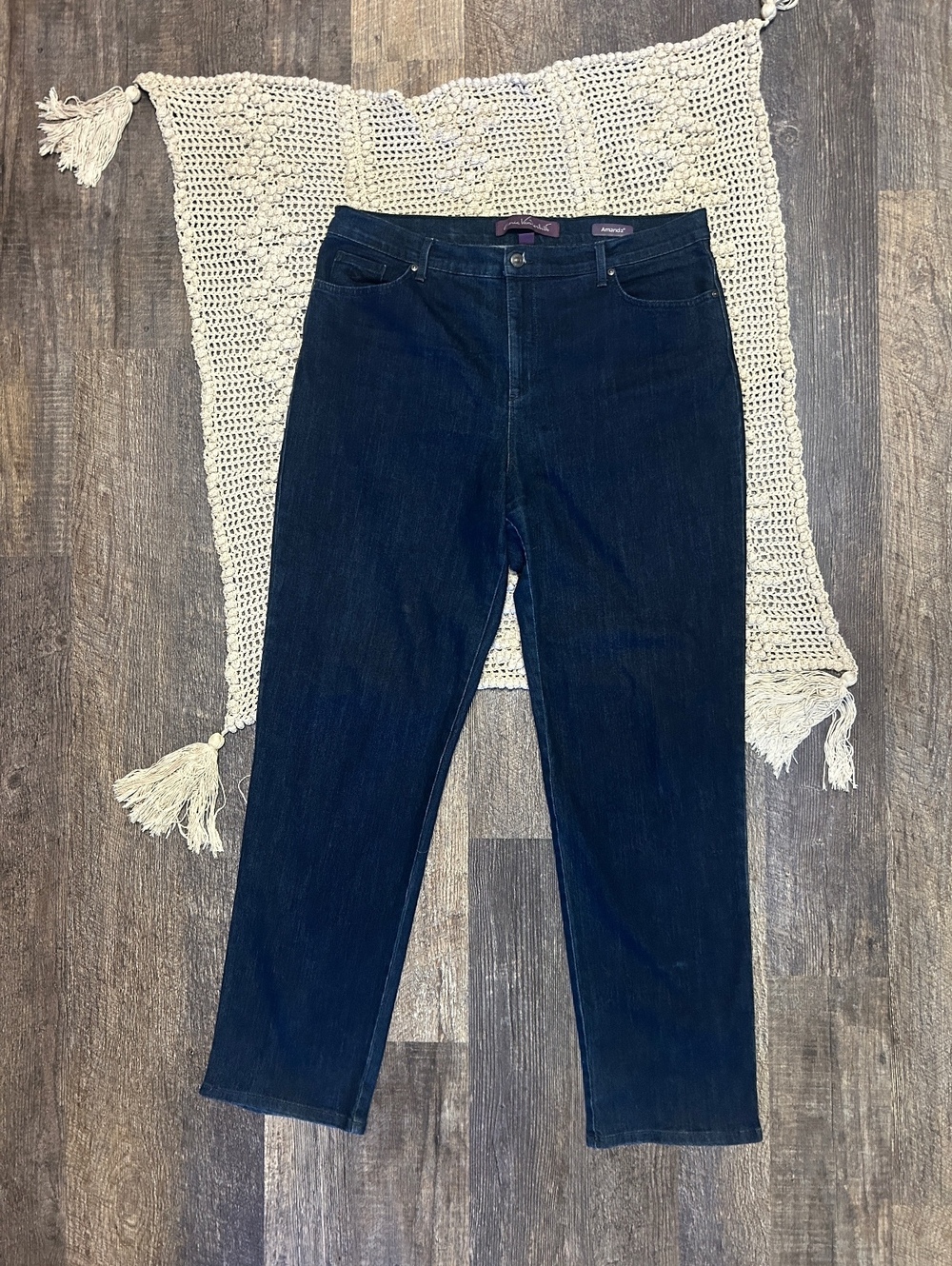 Gloria Vanderbilt Amanda Jeans 16 Dark Wash Straight Leg High Rise Denim Classic